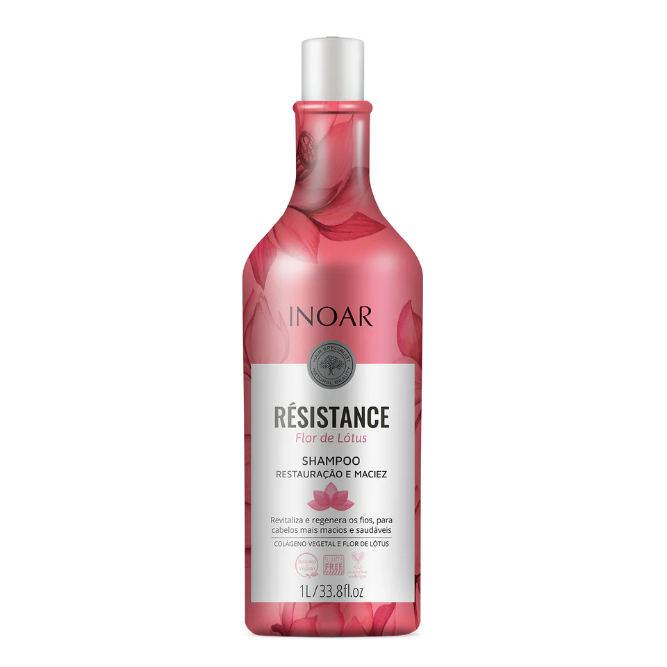 INOAR regeneruojantis blizgesio suteikiantis šampūnas Resistance Flor de Lotus